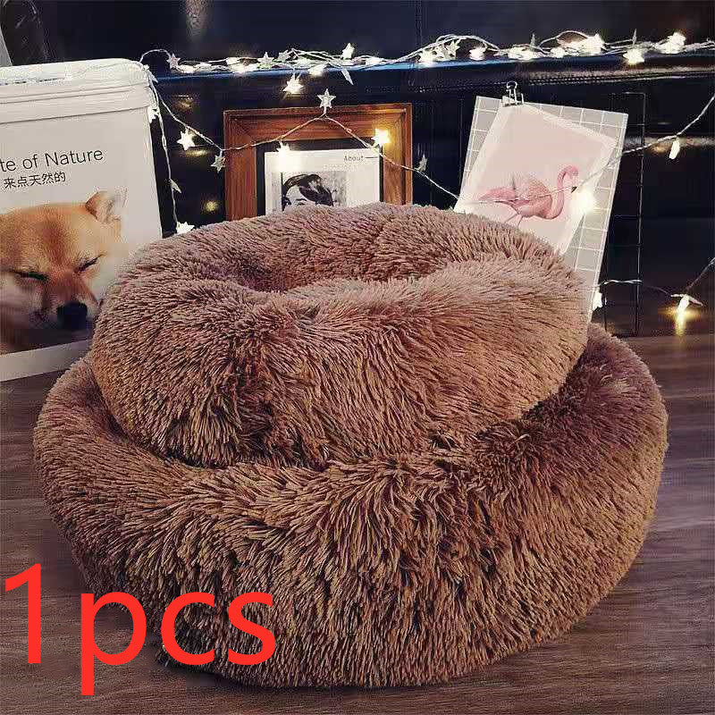 Cozy Round Dog Bed for Small Dogs – Plush Pet Nest Mat, Perfect for Puppies & Cats