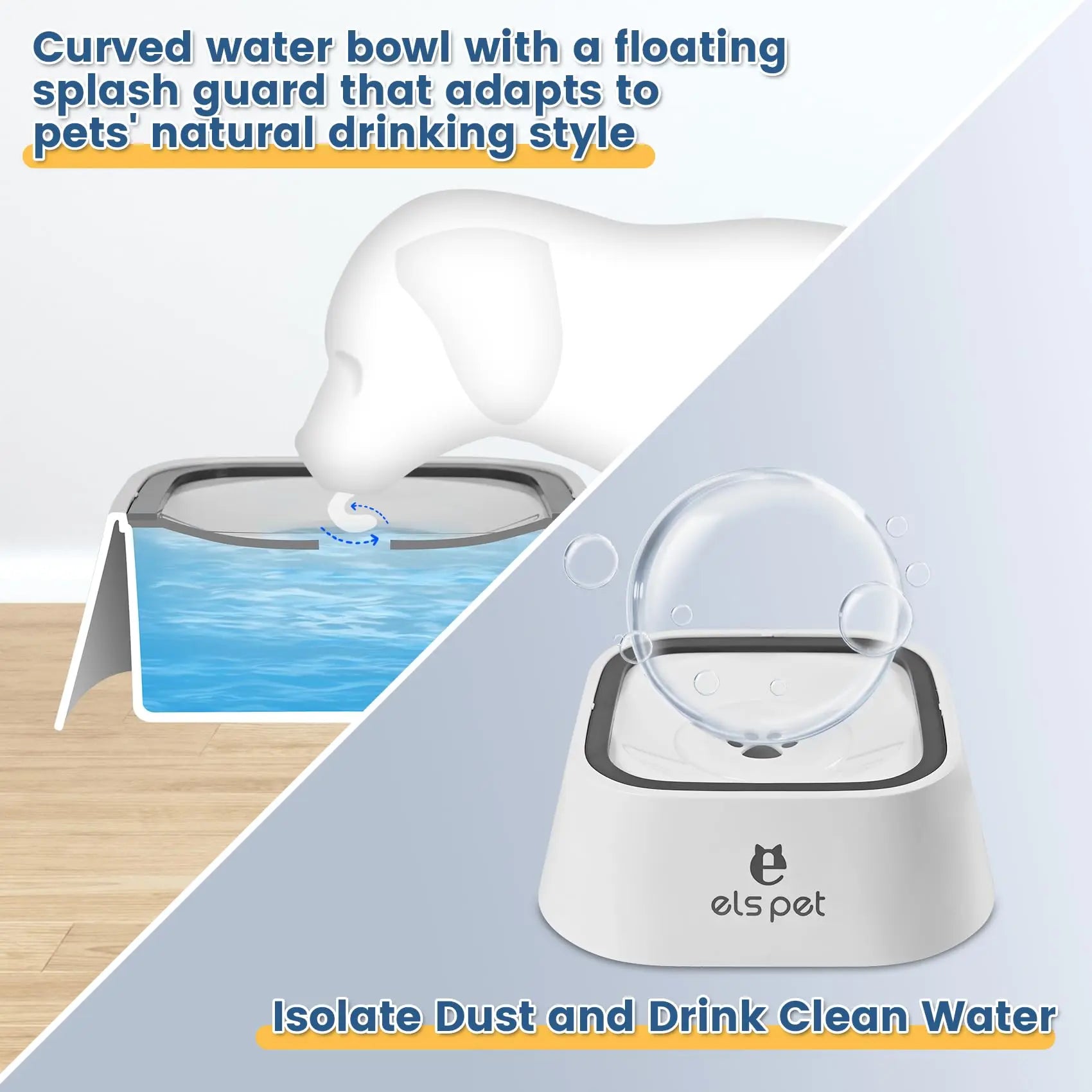 Spill-Proof Dog Water Bowl – 35oz (1L) Slow Drinking Design, Perfect for Travel & Vehicles.