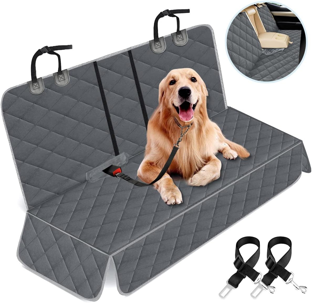 Ultimate Dog Car Seat Cover: Waterproof, Non-Slip Protection for Back Seats – Fits Most Cars, Trucks, & SUVs – Protects Your Seats & Comfortably Accommodates Your Pup!