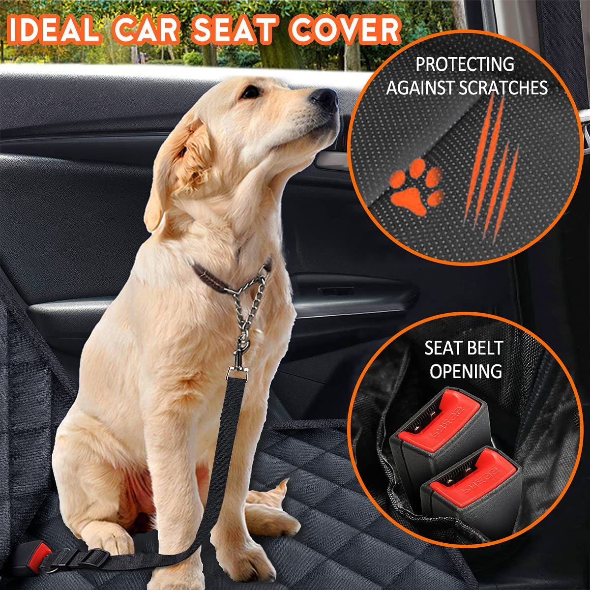 Ultimate Dog Car Seat Cover: Waterproof, Non-Slip Protection for Back Seats – Fits Most Cars, Trucks, & SUVs – Protects Your Seats & Comfortably Accommodates Your Pup!