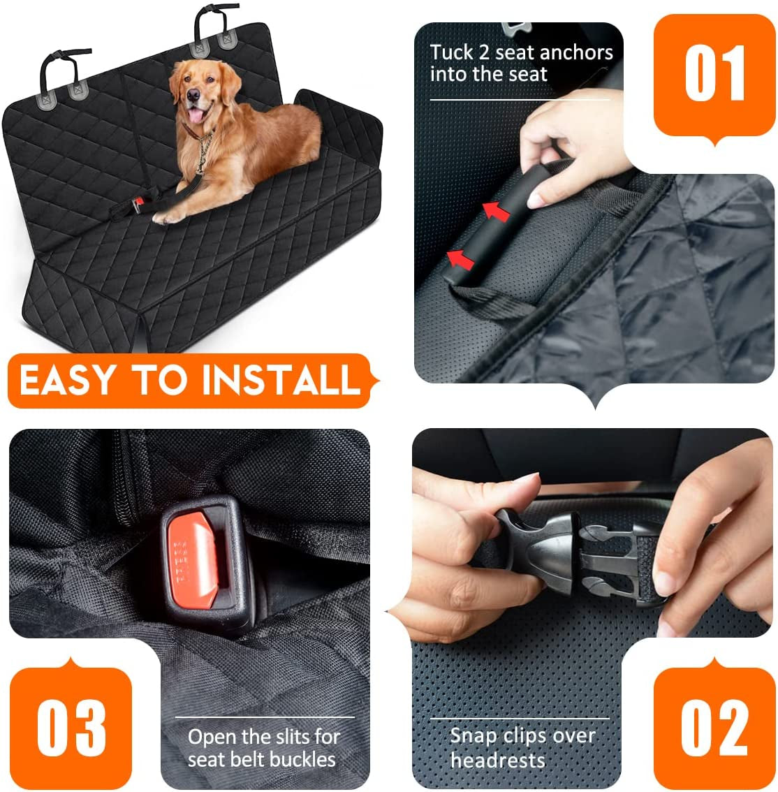 Ultimate Dog Car Seat Cover: Waterproof, Non-Slip Protection for Back Seats – Fits Most Cars, Trucks, & SUVs – Protects Your Seats & Comfortably Accommodates Your Pup!